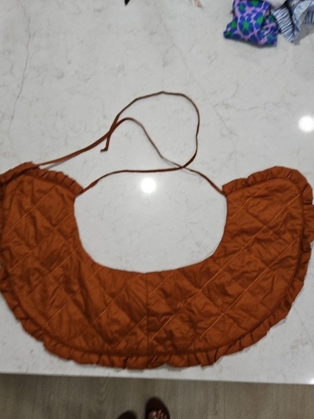 Anthropologie Quilted Collar Bib in Rust Brown